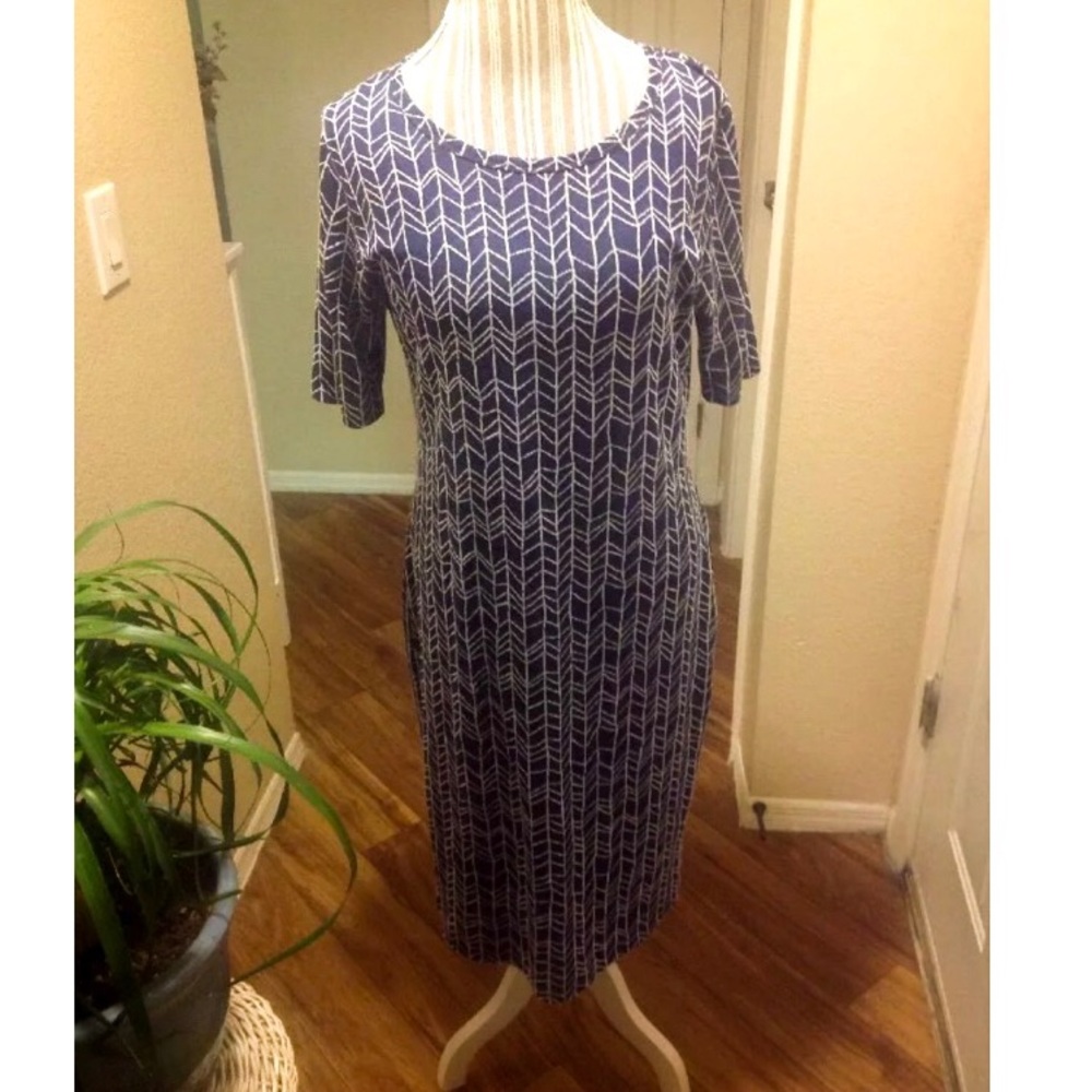 LuLaRoe Julia Dress Navy White Accent Large